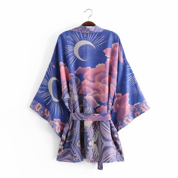 Boho Luna Floral Print Short Kimono