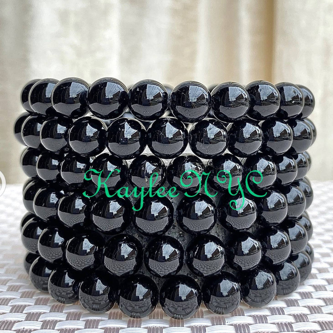 KayleeNYC Natural Black Tourmaline 8mm 7.5” Crystal Healing Stretch Bracelet