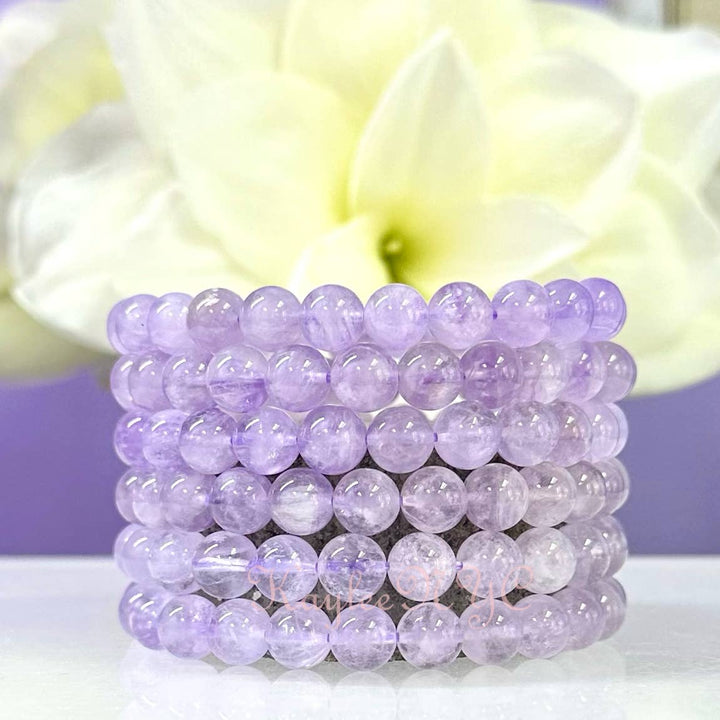 KayleeNYC Natural Lavender Jade 8mm 7.5” Crystal Stretch Bracelet