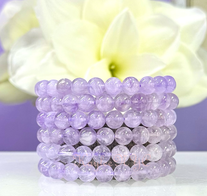 Natural Lavender Amethyst 8mm 7.5”  Stretch Bracelet