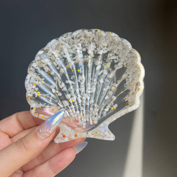 Crystal Infused Seashell Resin Bowl