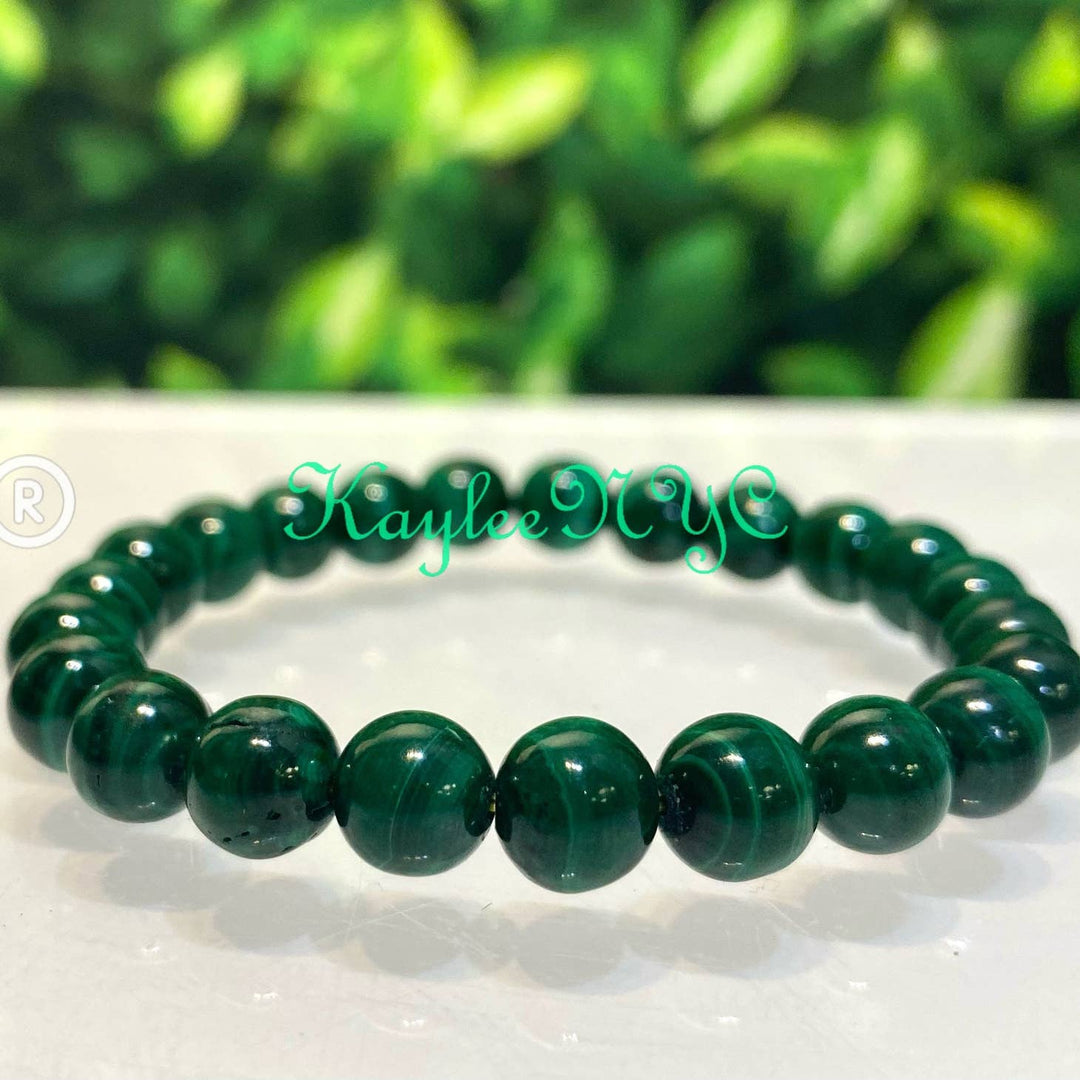 KayleeNYC Natural Malachite 8mm 7.5” Crystal Healing Stretch Bracelet