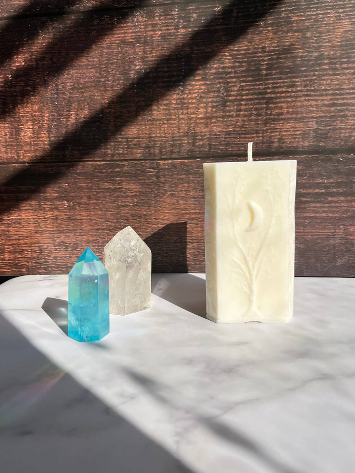 White Moon Witchy Spiritual Goddess Beeswax Candle