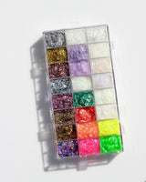 SpaceCase Pro-Palette Remix open with each color swirled a bit and shining bright. 