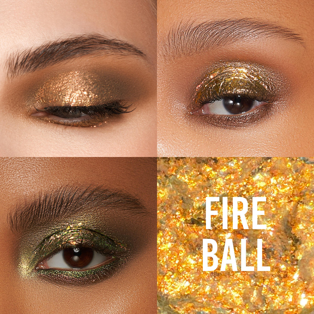 Danessa Myricks Infinite Chrome Flakes - Fire Ball eyelid application