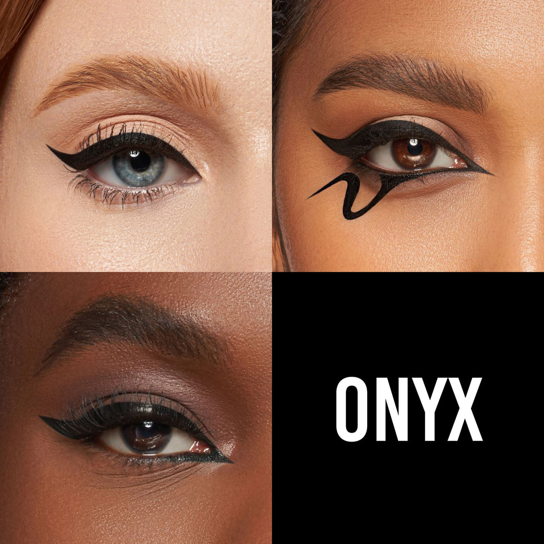 The Onyx Linework danessa liners created with three different eye looks with the name in the corner. 