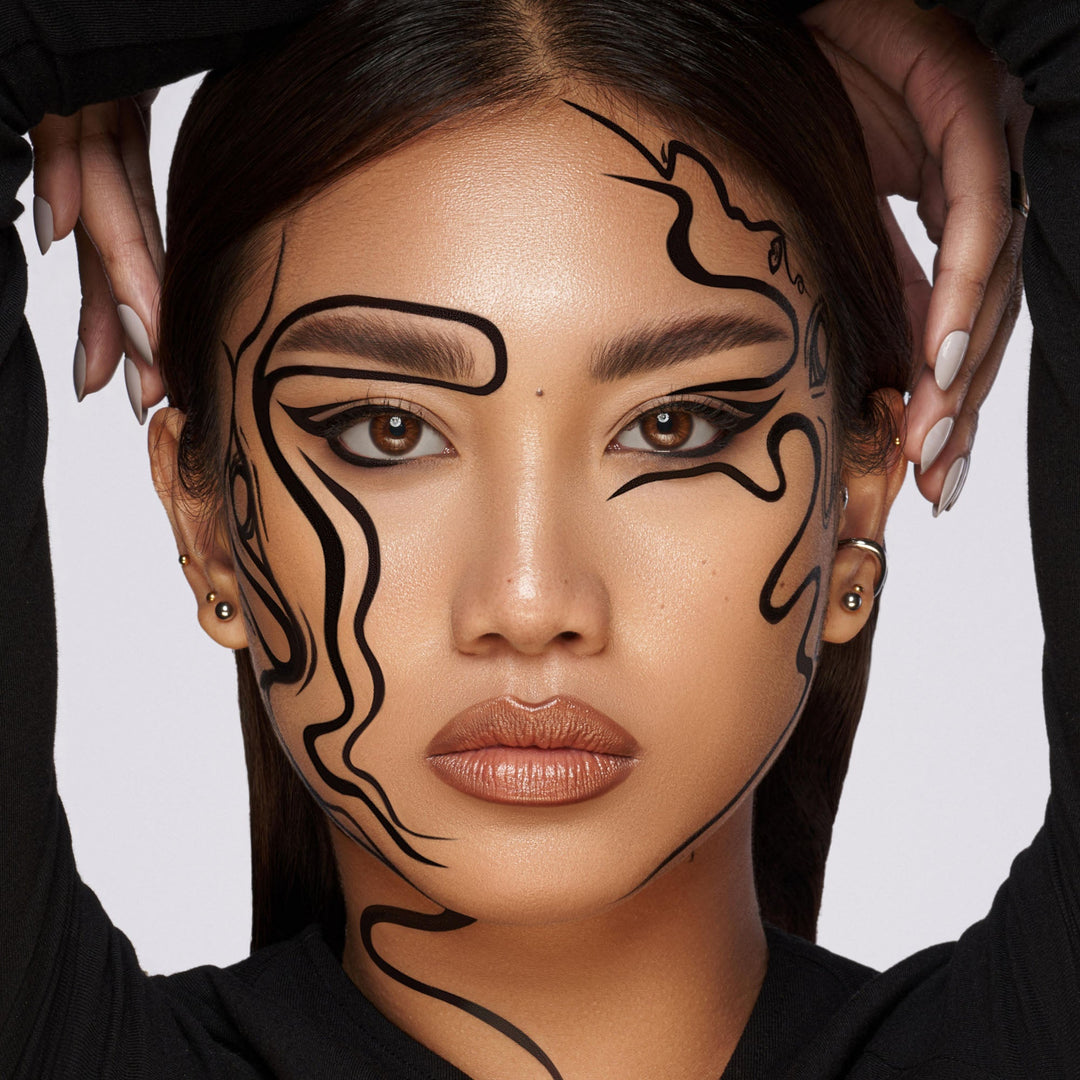 Onyx Linework used to create a beautiful art piece  on the models face with its easy glide pen.
