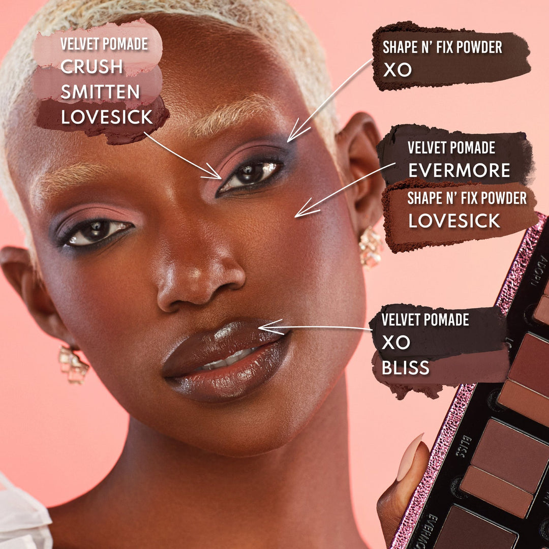 Groundwork Palette shades: Crush, Smittin, Lovesick, XO, Evermore, Lovesick, XO, Bliss