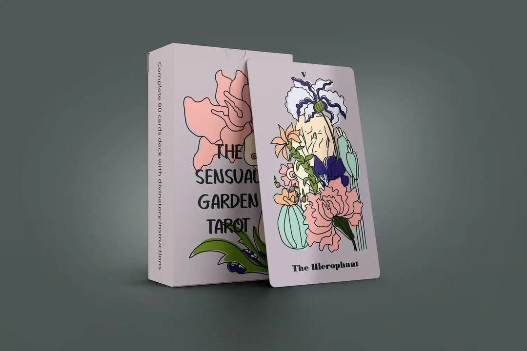 This is a picture of the Sensual Garden Tarot Deck and a card from the deck to give you a glimpse inside.