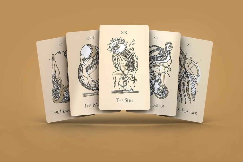 These are five cards from the Yoni Tarot Deck.