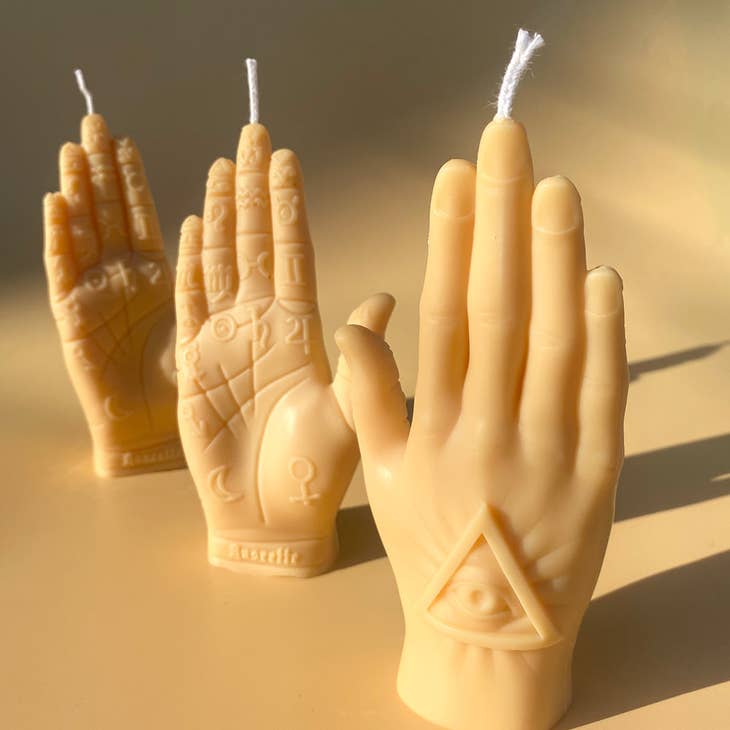 Cream Palmistry Hand Candle
