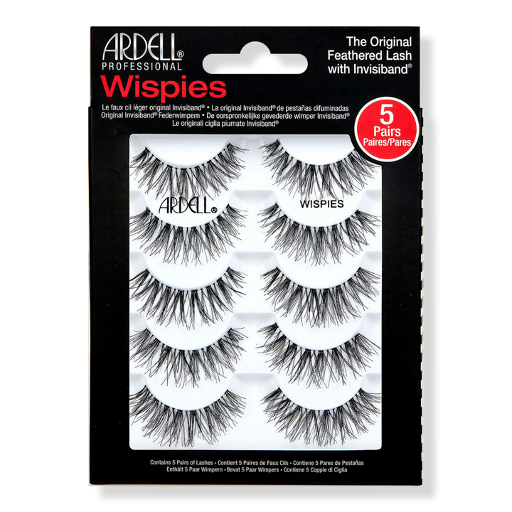Ardell Feathered Lash with Invisiband Eyelashes- Wispies Black- 5 Pack