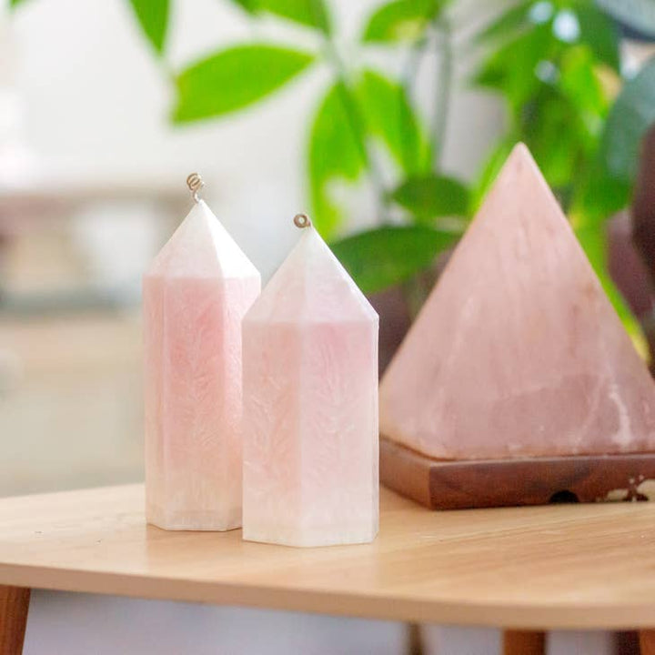 Crystal Tower - Rose Quartz - Scented Pillar Candle