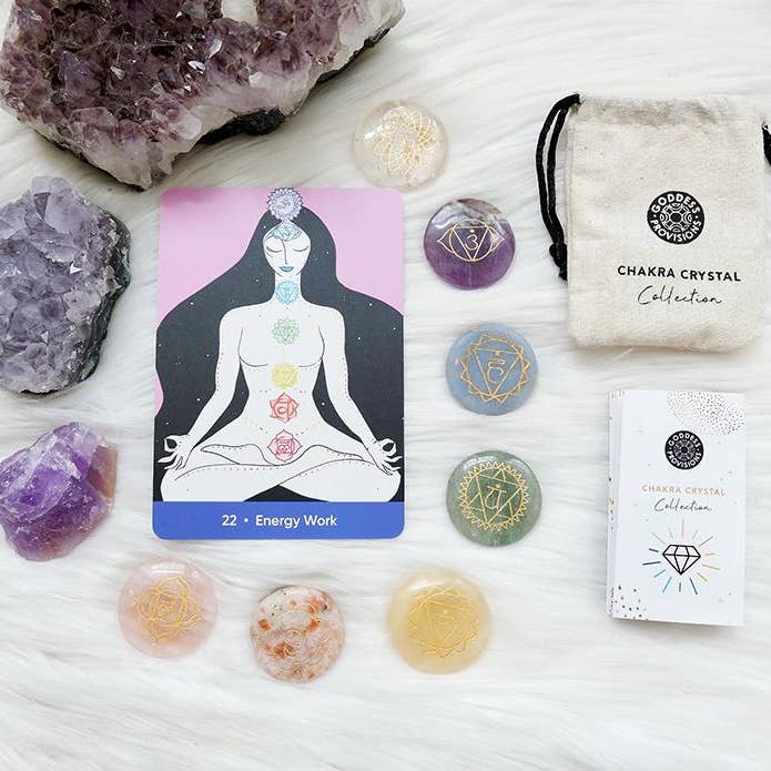 Pastel Crystal Set Chakra Symbol Crystals With Info Cards
