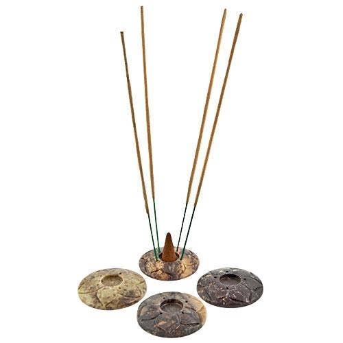 Incence Cone Burner - Soap Stone Lotus Carved Cone Burner