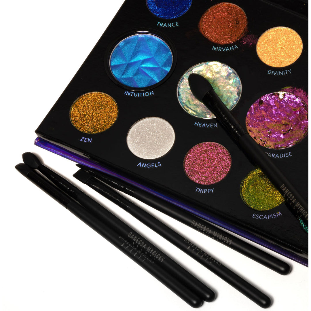 Danessa Myricks Chrome Amplifiers 7 piece applicator kit on makeup palette