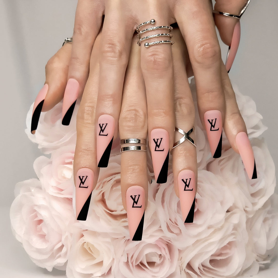 Flamingo French XL Coffin Press-On Nails
