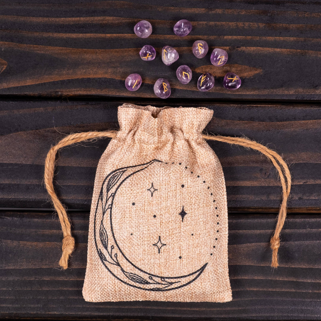 Moon, Vines, and Stars Small Crystal Pouch