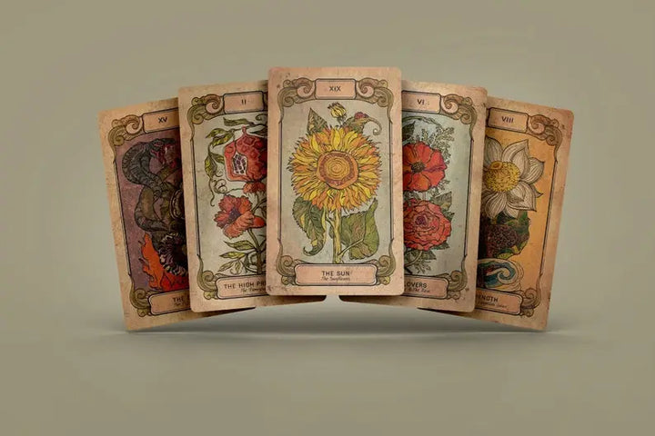 These are five cards from the Botanica Oculta Tarot Deck!