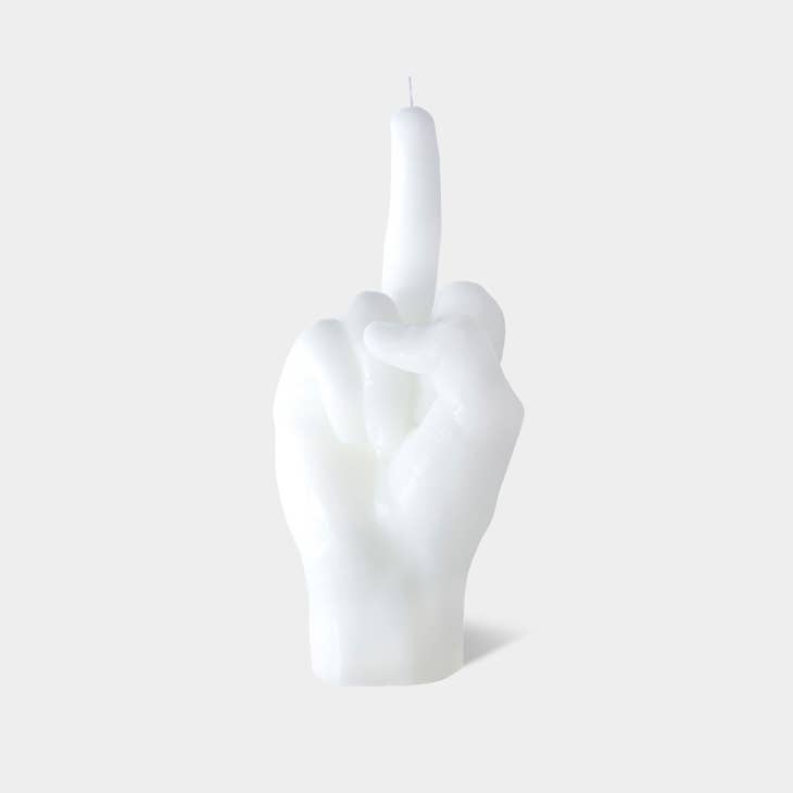 CandleHand Hand Gesture Candle - Middle Finger  White