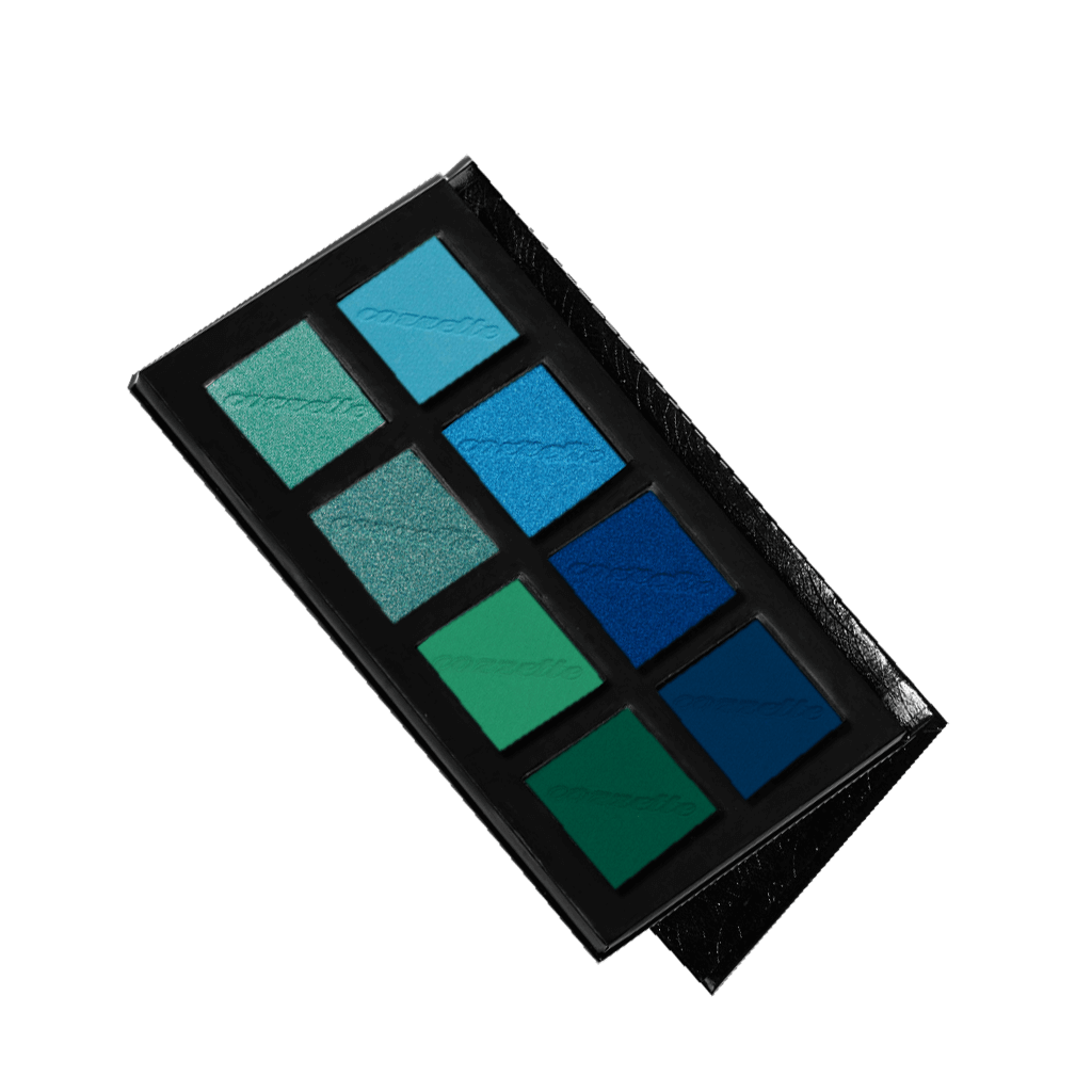 Blue/Green Eyeshadow Palette Color Story open